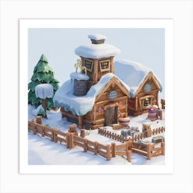 A Snow Village 3 Art Print