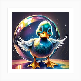 Duck In A Bubble 2 Art Print