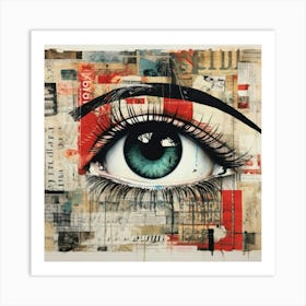 Halftone monochrome collage, Eye Of The World 1 Art Print