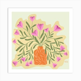 jarron y flores ilustradas Art Print