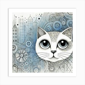 Chillpaw City Cat Art Print