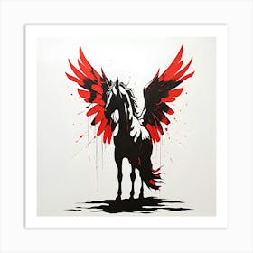 Minimalist Abstract Pegasus Modern Winged Horse Silhouette Wall Art Print Affiche