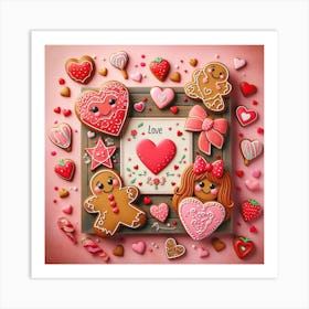 Valentine's Day, gingerbread design 3 Art Print