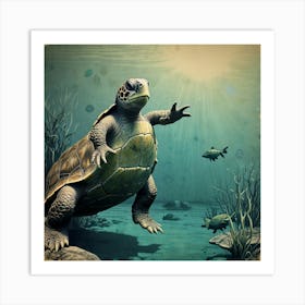 Turtle In The Sea 1 Art Print