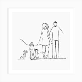 Family With Dogs Art Print