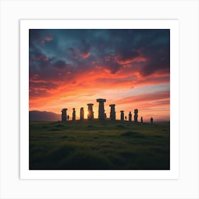 Sunset Over A Stone Circle Art Print