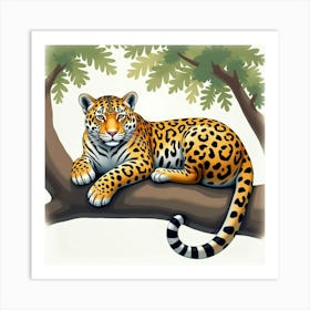 Jaguar On A Tree Art Print