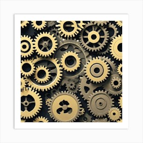 Gold Gears Background Art Print