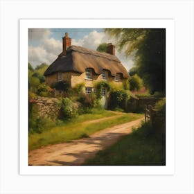 A Rural Summer, Thatch Cottage in Devon Country Poster