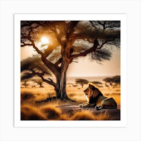 Lion In The Savannah 12 Art Print