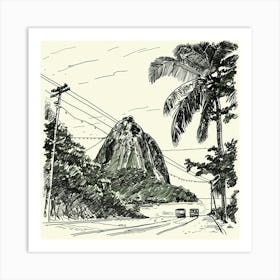 A Sugarloaf Mountain In Rio De Janeiro Hand Draw 1719996060 2 Art Print