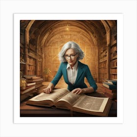 The Elderly Lady Librarian 055 Art Print