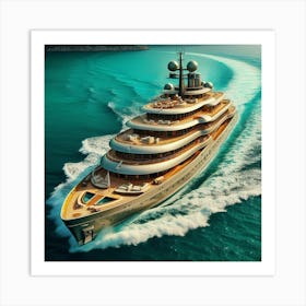 Luxury Yacht In The Ocean Art Print