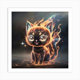 Flaming Cat Art Print