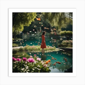 Girl In A Garden 4 Art Print