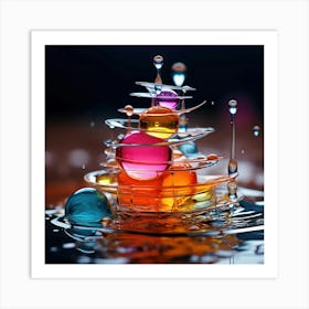 Colorful Water Droplets Art Print