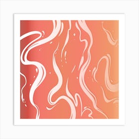 Peach Liquid Marble 01 Art Print