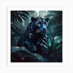 Bejewelled Black panther love, wild and free. Sitting with pride in the jungle, glistening away. Art Print