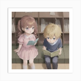 Children In The Library Art Print