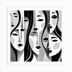 Black And White Portrait Of Women Art Print