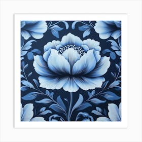 Blue Flower Wallpaper Art Art Print