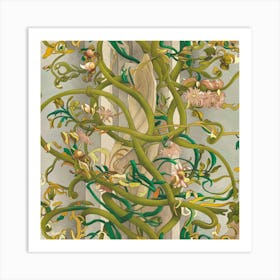 Vines And Flowers 1 Art Print