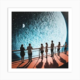 Group Of People Looking At The Moon 5 Art Print