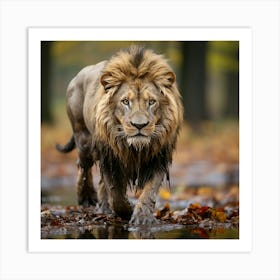 Lion In The Forest 4 Art Print
