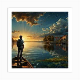 Sunset On The Lake Art Print