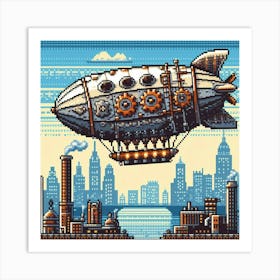 8-bit steampunk airship 1 Art Print