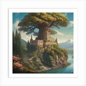 Leonardo Vision Xl S One Tree On The Top Of The Mountain Towering Art Print