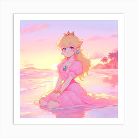 Peach Sunset Pastel Art Print