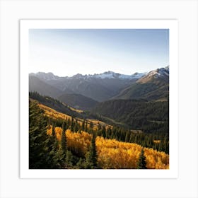 Alpine Landscape Bathed In The Warm Hues Of Autumn Vast Panoramic View Dominates The Scene Golden (7) Art Print