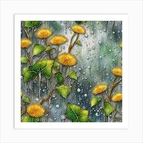 Raindrops On Dandelions Art Print