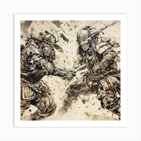 Samurai Fighting Art Print