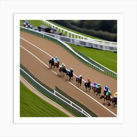 Horse Racing On The Track Art Print