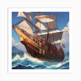 Pirate Ship In The Ocean 1 Art Print