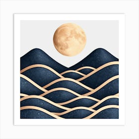 Moon And Waves 24 Art Print