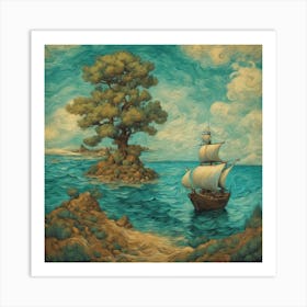 401787 Vincent Van Gogh Style A Small Island In The Middl Xl 1024 V1 0 Art Print