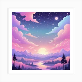 Sky With Twinkling Stars In Pastel Colors Square Composition 95 Art Print