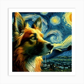 Starry Night Dog Art Print