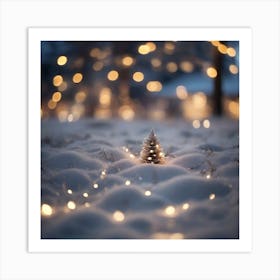 Bokeh Snow And Lights Art Print