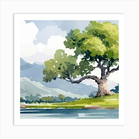 Tree By The Lake Art Print