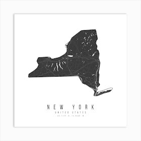 New York Mono Black And White Modern Minimal Street Map Square Art Print