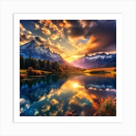 Sunrise In The Mountains 14 Art Print