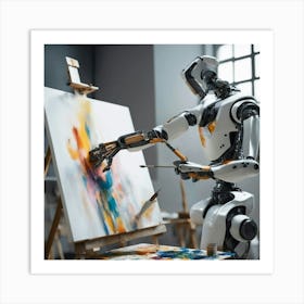 Robot Artist Art Print