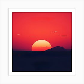 Sunset, color full art, wall art of sunset, with colors of black orange, red, attracting image wall art Art Print