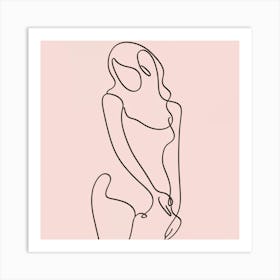 Pink Nude Line Art Print Painting(6) Art Print