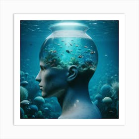 Portrait Of A Man Underwater Art Print