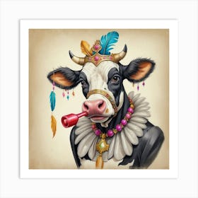 Cow With Feathers 3 Art Print